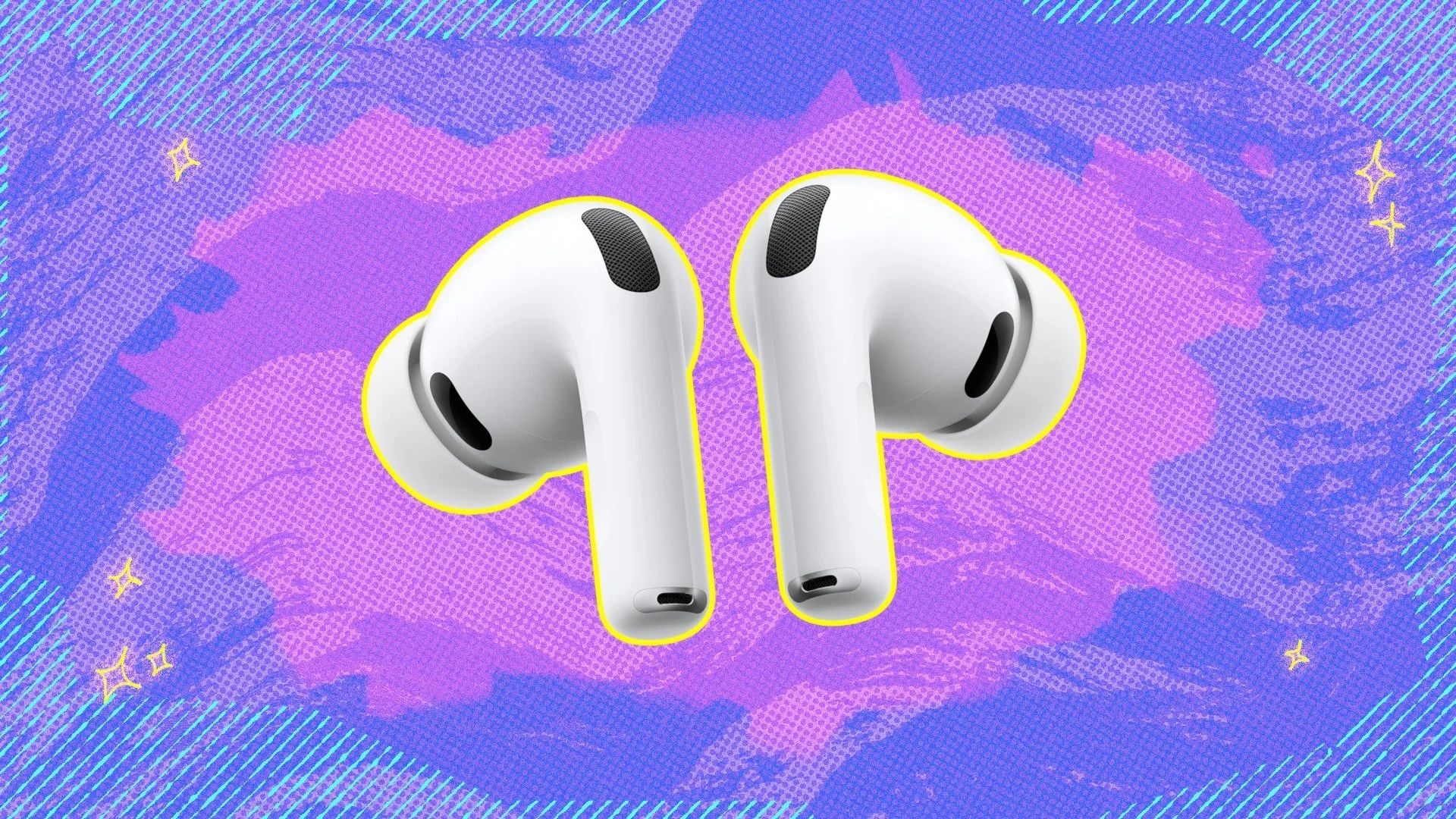 Apple AirPods on composite background